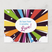Mein Super-Power verbreitet Liebe. Postkarte (Vorderseite)