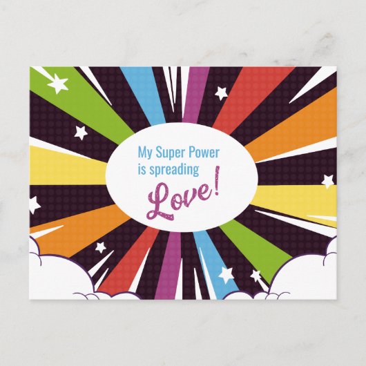 Mein Super-Power verbreitet Liebe. Postkarte (Vorderseite)