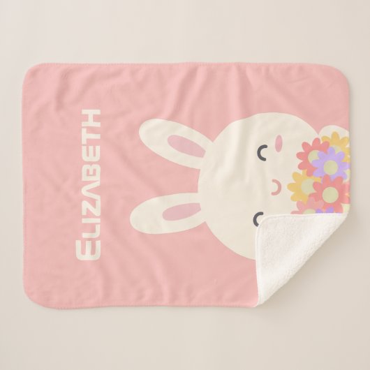 Mein süßes kleines Bunny und meine Blume Pastel Pi Sherpadecke (Vorderseite (Horizontal))