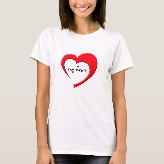 Mein T - Shirt des Herz-II (rot auf Licht) (Vorderseite)