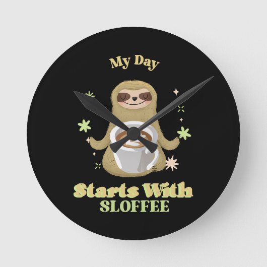 Mein Tag fängt mit Kaffee an Runde Wanduhr (Vorderseite)