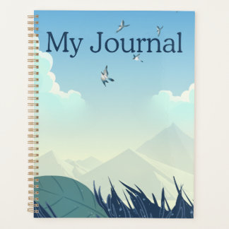 "Mein Tagebuch" | Ruhige Berglandschaft & Blau Planer