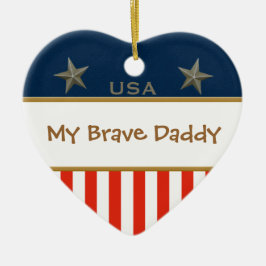 Mein tapferer Daddy Patriotic Heart Frame Keramik Ornament