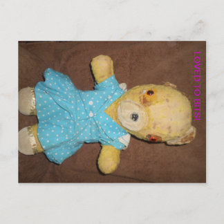 Mein Teddybär posiert auf einer Postkarte