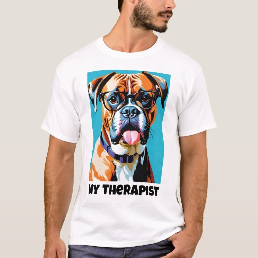 Mein Therapeut - Boxer Dog T-Shirt (Vorderseite)