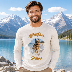 Mein Therapeut hat Pfoten Foto Hund Zitat Witz Tri-Blend Shirt