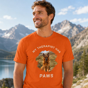 Mein Therapeut hat Pfoten Hund Foto Orange T-Shirt
