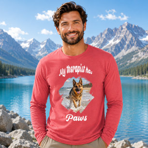 Mein Therapeut hat Pfoten Hund Foto rot Tri-Blend Shirt