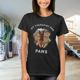 Mein Therapeut hat Pfoten Hund Foto schwarz T-Shirt