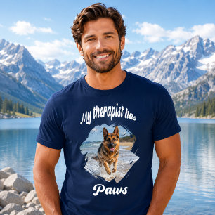 Mein Therapeut hat Pfoten Hunde-Foto navyblau T-Shirt