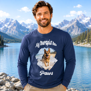Mein Therapeut hat Pfoten Hunde-Foto navyblau Tri-Blend Shirt