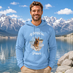 Mein Therapeut hat Pfoten Hunde-Foto-Zitat Witz bl Hoodie