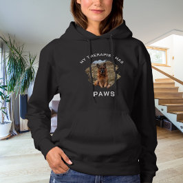 Mein Therapeut hat schwarzes Pfoten-Foto Hoodie