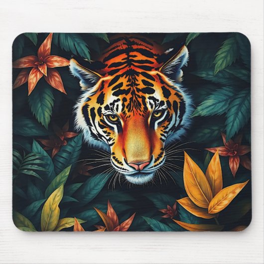 „Mein Tiger“ – Farbporträt eines Tigers Mousepad (Vorne)