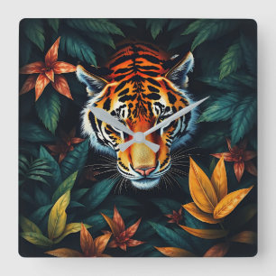 „Mein Tiger“ – Farbporträt eines Tigers Quadratische Wanduhr