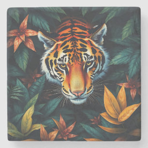 „Mein Tiger“ – Farbporträt eines Tigers Steinuntersetzer