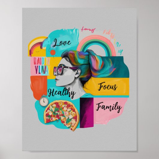 Mein Traumleben gestalten: Ein Grey-Vision-Board Poster (Vorne)