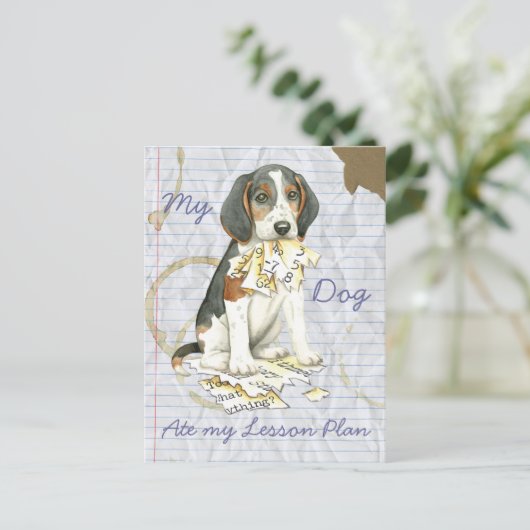 Mein Treeing Walker Coonhound Ate My Lessingplan Postkarte (Stehend Vorderseite)