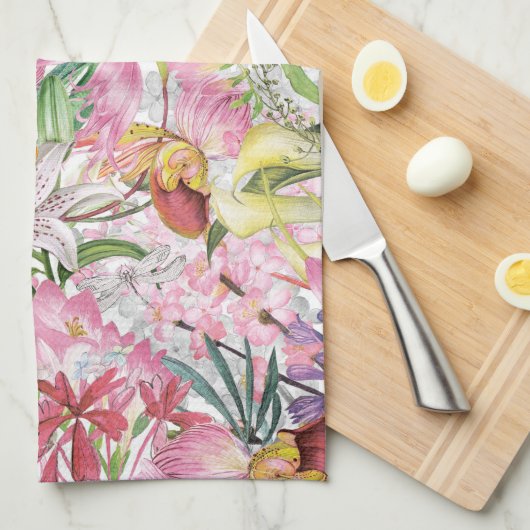 Mein tropischer, farbenfroher Garten mit exotische Geschirrtuch (Viertel Falte)