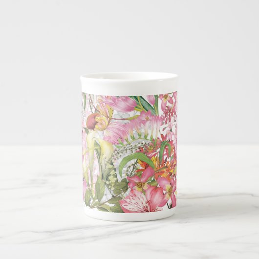 Mein tropischer, farbenfroher Garten mit exotische Porzellantasse (Vorderseite)