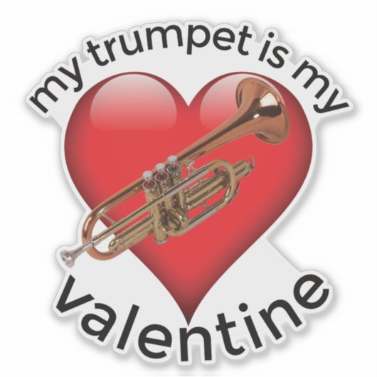 Mein Trumpet ist mein Valentinstag Aufkleber (Vorderseite)