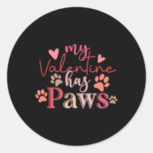 Mein Valentin hat Paws Paw Dog Valentinstag Runder Aufkleber