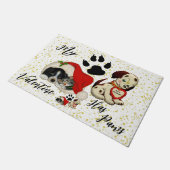 Mein Valentin hat Pfoten bezaubernde Niedliche Hun Fußmatte (Schrägansicht)