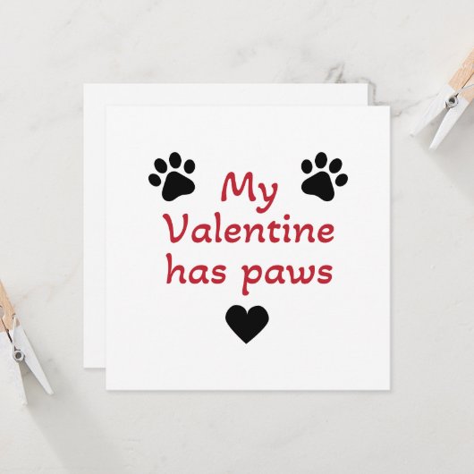 Mein Valentin hat Pfoten Karte (Vorderseite/Rückseite Beispiel)