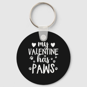 Mein Valentin hat Pfoten Katze Hund Valentinstag Schlüsselanhänger