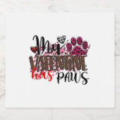 Mein Valentin hat Pfoten Schaumweinetikett (Einzelnes Label)