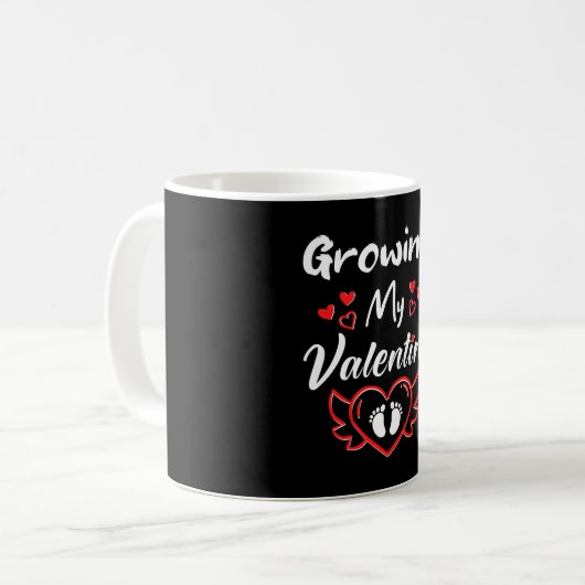Mein Valentin wachsen - Niedliche Schwangerschafts Kaffeetasse (Vorderseite Links)