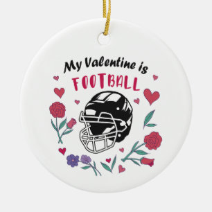 Mein Valentine ist die Football Business Card Keramik Ornament