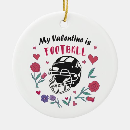 Mein Valentine ist die Football Business Card Keramik Ornament (Vorne)