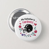 Mein Valentine ist Fußball Einladung Postkarte Button (Vorne & Hinten)