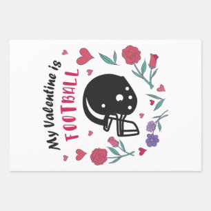 Mein Valentine ist Fußball Einladung Postkarte Geschenkpapier Set