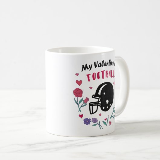 Mein Valentine ist Fußball Einladung Postkarte Kaffeetasse (VorderseiteRechts)
