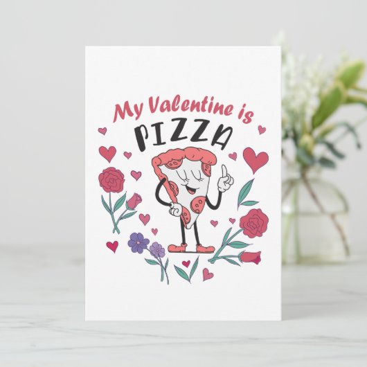 Mein Valentine ist Pizza Einladung (Stehend Vorderseite)