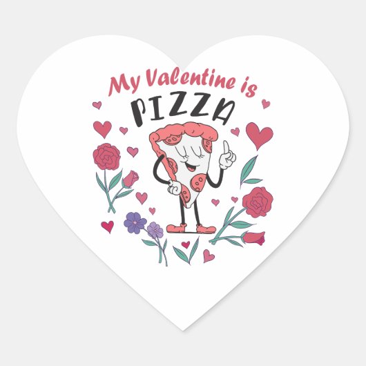 Mein Valentine ist Pizza-Einladung Herz-Aufkleber (Vorderseite)