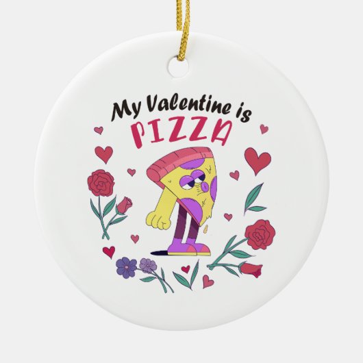 Mein Valentine ist Pizza-Einladung Keramik Ornament (Vorne)