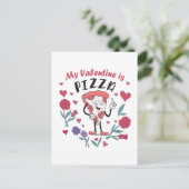 Mein Valentine ist Pizza-Einladung Postkarte (Stehend Vorderseite)