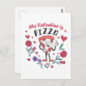 Mein Valentine ist Pizza-Einladung Postkarte (Vorne/Hinten)