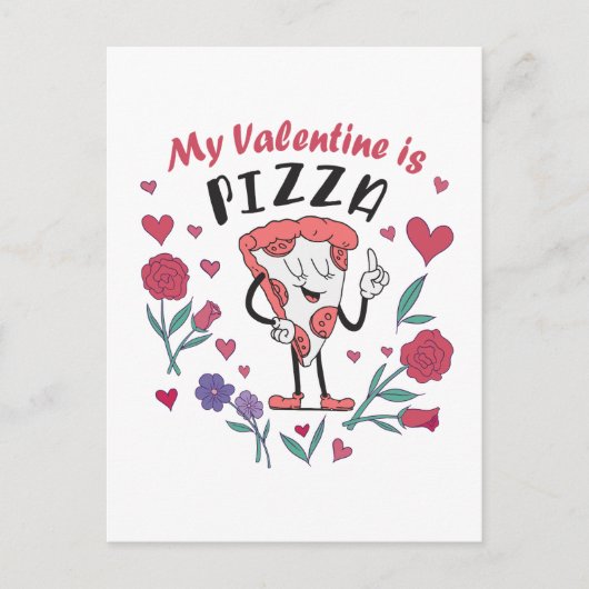 Mein Valentine ist Pizza-Einladung Postkarte (Vorderseite)