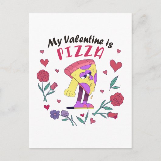 Mein Valentine ist Pizza-Einladung Postkarte (Vorderseite)