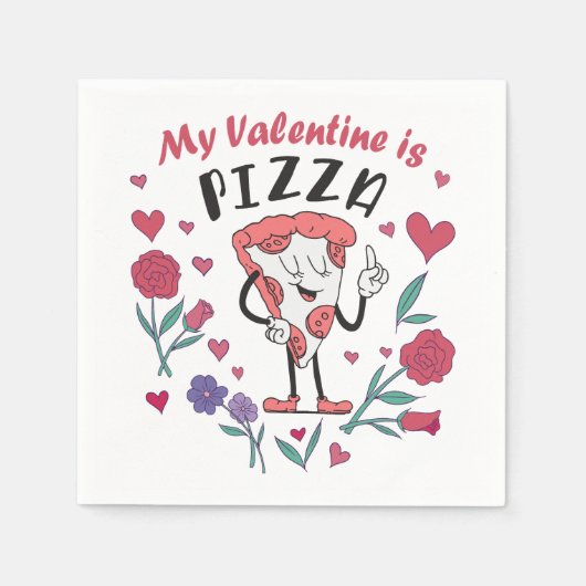 Mein Valentine ist Pizza-Einladung Serviette (Vorderseite)
