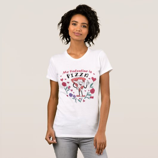 Mein Valentine ist Pizza Einladung T - Shirt (Vorne ganz)