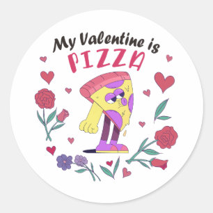 Mein Valentine ist Pizza Einladung T - Shirt Baby  Runder Aufkleber