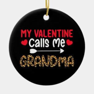 Mein Valentine nennt mich Oma Leopard Buffalo Keramik Ornament
