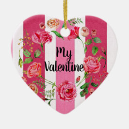 Mein Valentinrosa und weiß gestrichen Vintag Keramik Ornament