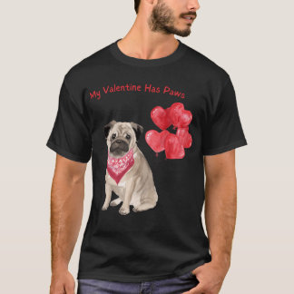 Mein Valentinstag hat Pfoten - Mops Valentinstag T-Shirt