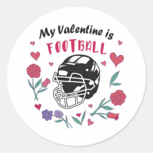 Mein Valentinstag ist Fußball Visitenkarte Runder Aufkleber